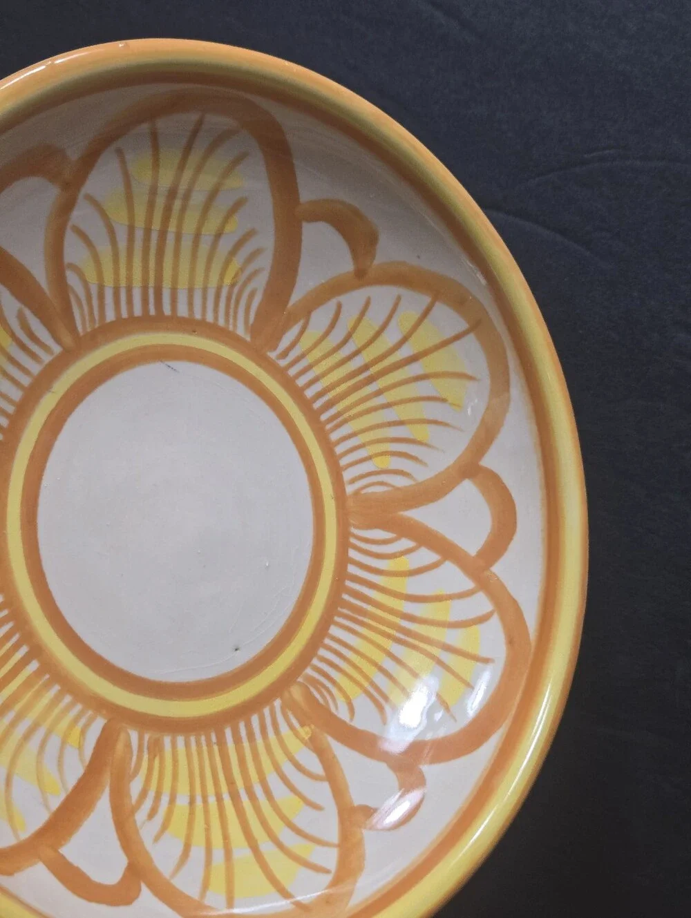 Vintage Orange Brown Yellow Sunflower Bowl Trinket Dish
